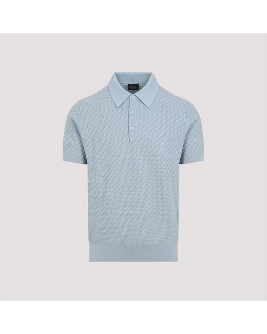 Brioni Blue Luxury Lightweight Polo for men