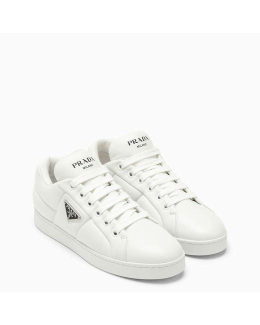 Prada White Triangle-Logo Padded Sneakers