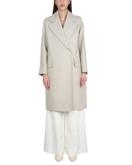 Max Mara White Linen And T-Shirt Duster With Button Closure