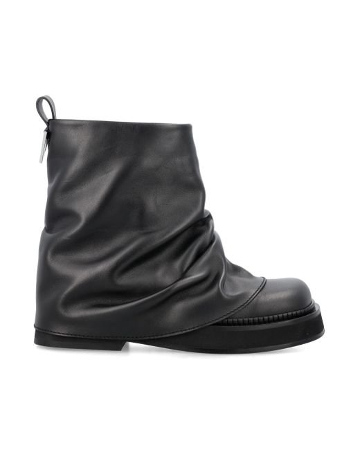 The Attico Black Leather Ankle Boots Mini Robin