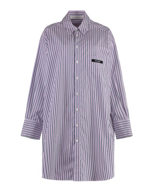 Palm Angels Purple Cotton Shirtdress