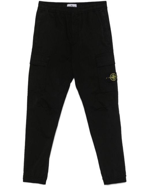 Stone Island Black Jogger Cargo Trousers With Tapered Leg for men