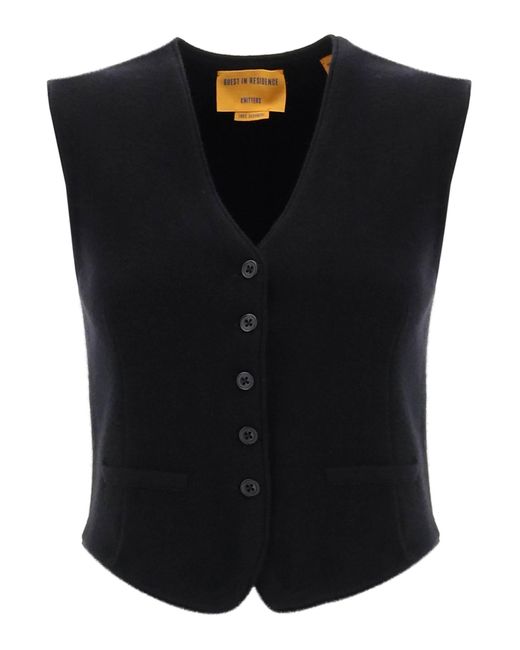 Guest In Residence Black Cashmere Vest With Adjustable Back Strap