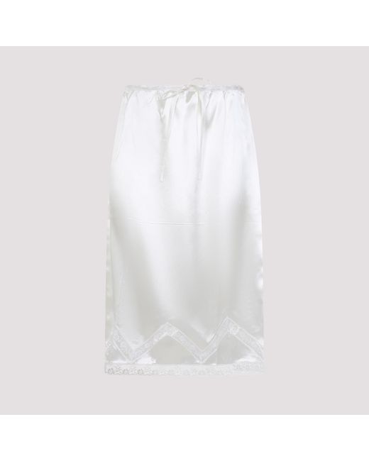 Prada White Midi Satin Skirt for men