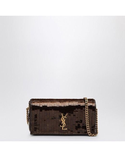 Saint Laurent Mini Kate 99 Sequin Shoulder Bag in Gray | Lyst