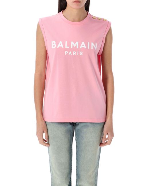 Balmain Red 3-Button Tank Top