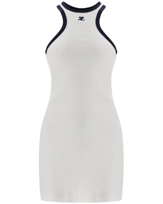 Courreges Mini Dress With Trim in White | Lyst