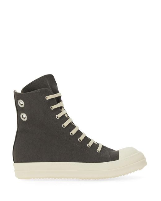 Rick Owens Black High-Top Cotton Sneakers for men