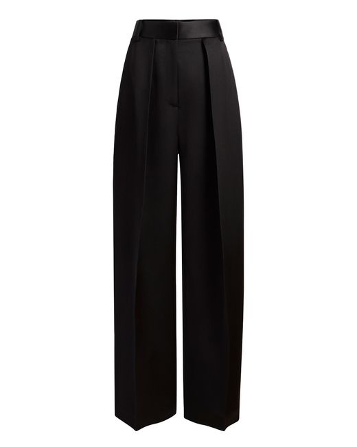 Khaite Black High-Waisted Wide-Leg Trousers