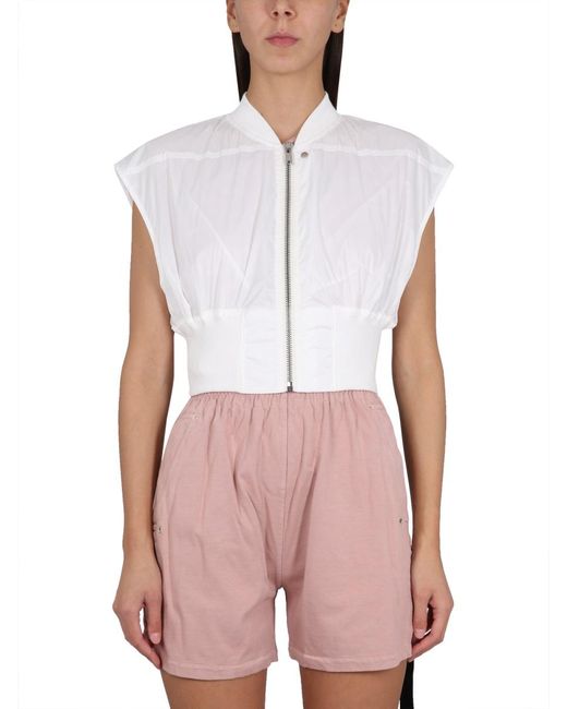 Rick Owens White Tatlin Bomber Jacket