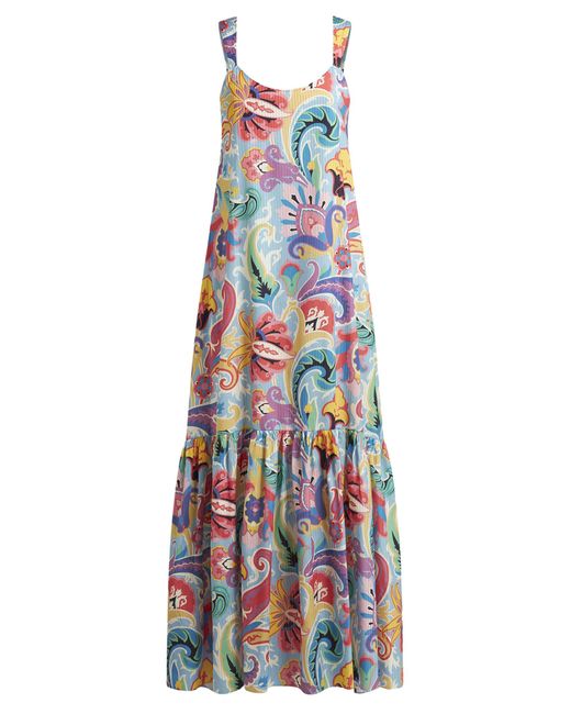 Etro White Floral Paisley Print Maxi Dress For