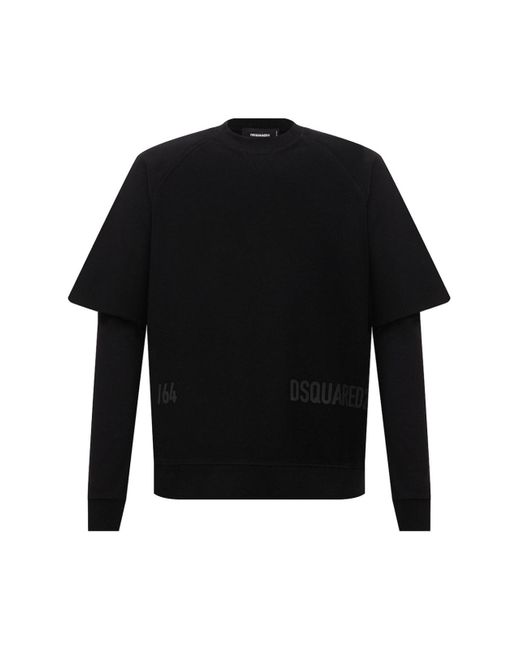 DSquared² Black Cool Fit Double Layer Logo Sweatshirt for men