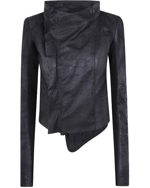 Rick Owens Blue Low Neck Mini Biker Jacket