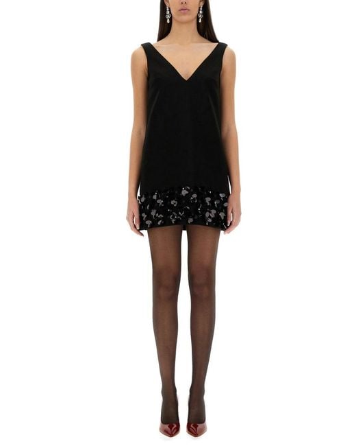 Self-Portrait Women's Black 3D Sequined Crepe Mini Dress