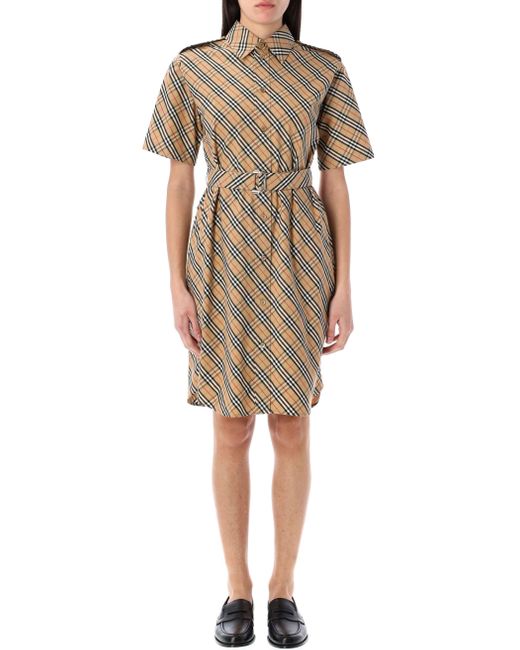 Burberry Natural Relaxed Fit Mini Check Shirt Dress