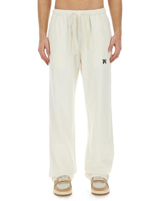 Palm Angels Natural Relaxed Fit Logo Track Pants for men