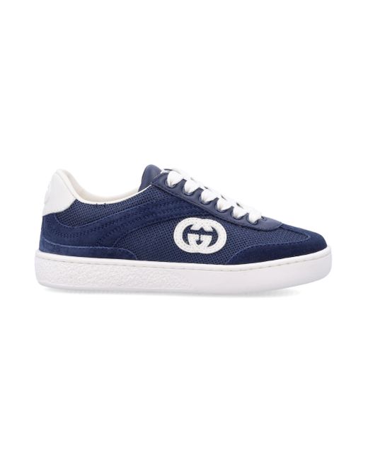 Gucci Blue Mini Interlocking G Trainer For Boys