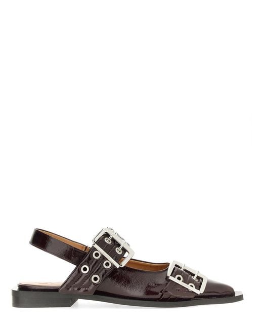 Ganni Brown Elegant Slingback Flats For