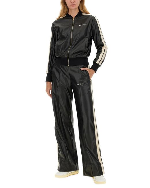 Palm Angels Black Loose Fit Pants With Logo