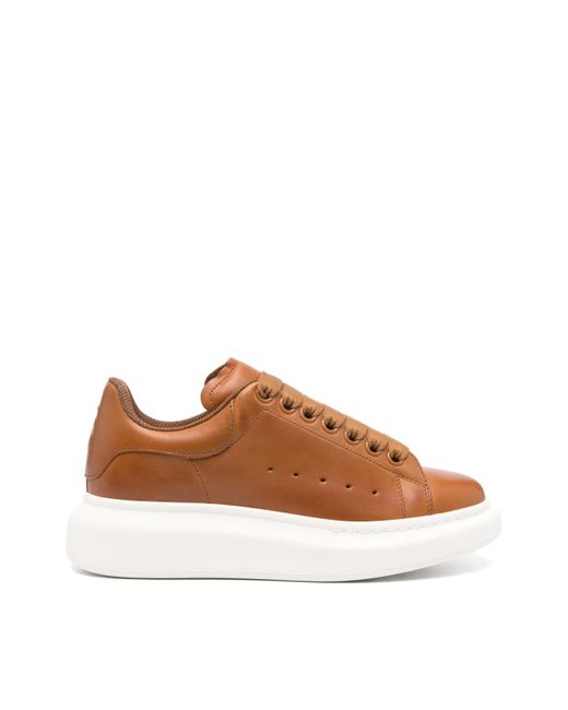 Alexander McQueen Brown Oversized Lace-Up Leather Sneakers