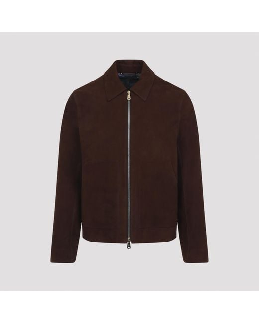 Paul Smith Brown Regular Fit Leather Jacket for men