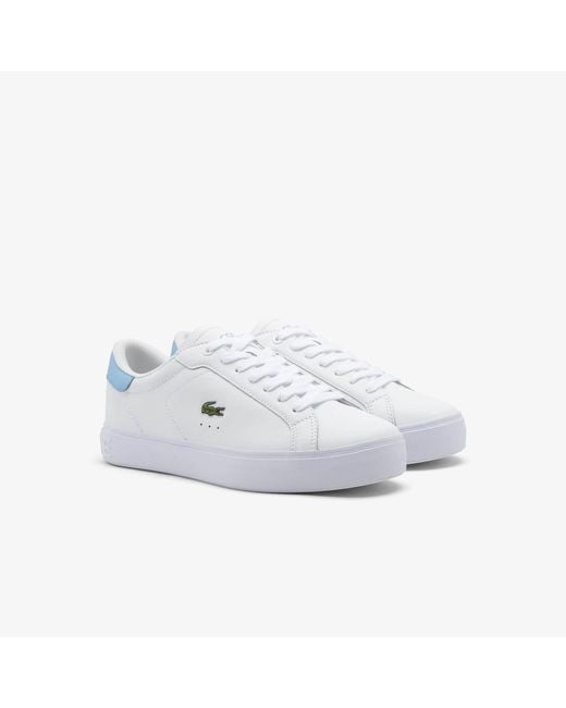 Lacoste White Powercourt Graphic Leather Sneakers