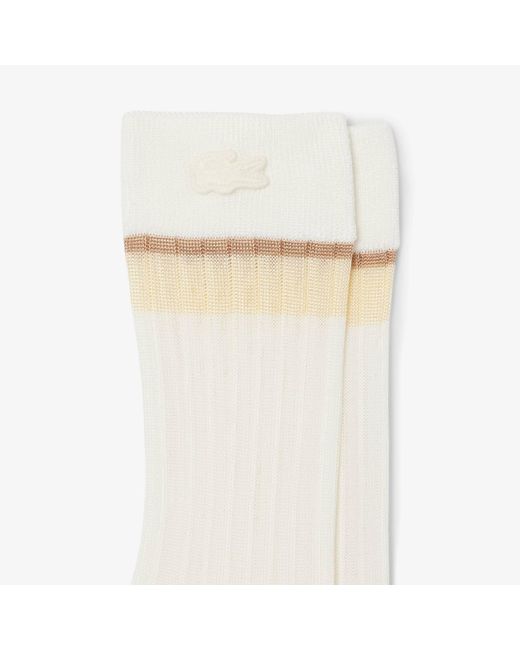 Lacoste White Runway Transparent Ribbed Socks