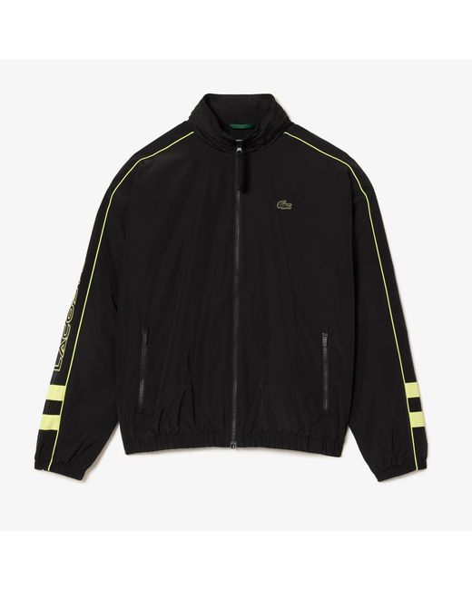 Lacoste Black Contrast Details Water-Resistant Zip-Up Jacket for men