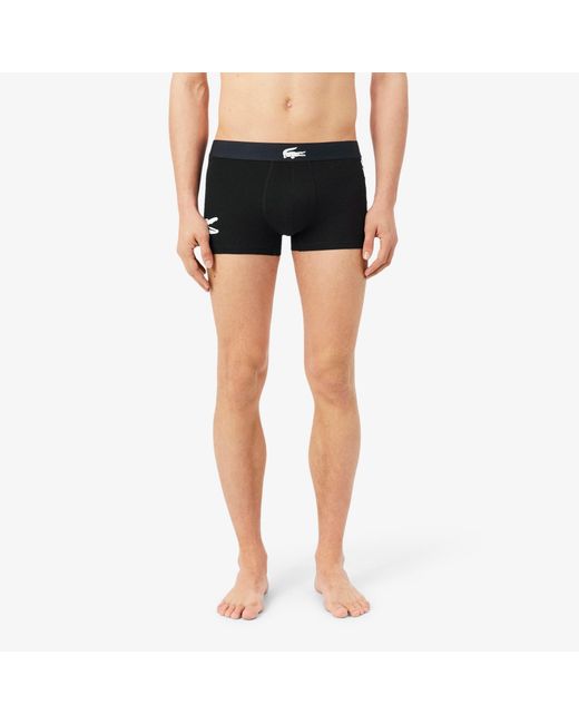 Lacoste Black 3-Pack Stretch Cotton Trunks for men