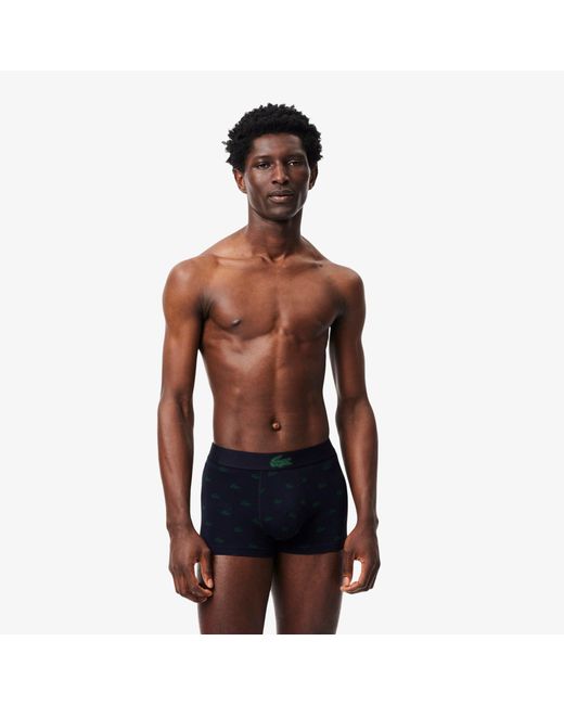 Lacoste Blue 3-Pack Crocodile Print Trunks for men