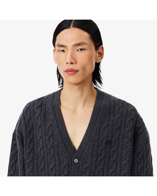 Lacoste Blue Runway Cashmere Cable Knit Cardigan for men