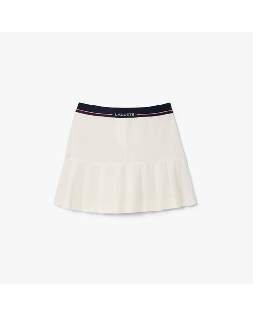 Lacoste Women's White Short Pleated Wool Blend Skirt