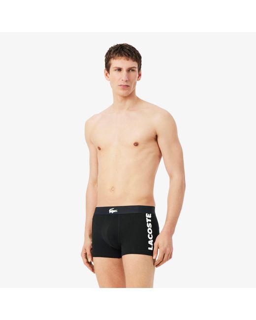 Lacoste Black 3-Pack Stretch Cotton Trunks for men