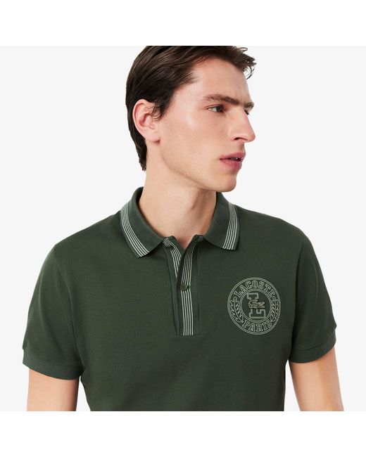 Lacoste Green Regular Fit L.12.12 Badge Print Polo for men