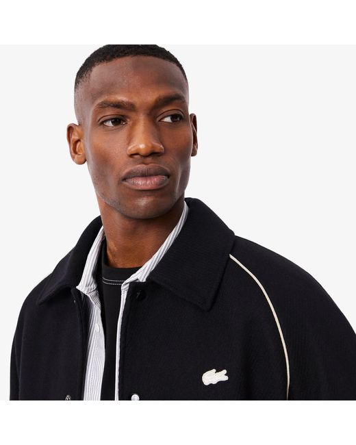 Lacoste Black Badge Accent Wool Varsity Jacket for men