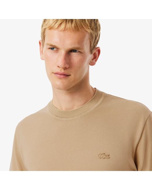 Lacoste Natural Ribbed Neck Petit Piqué T-Shirt for men