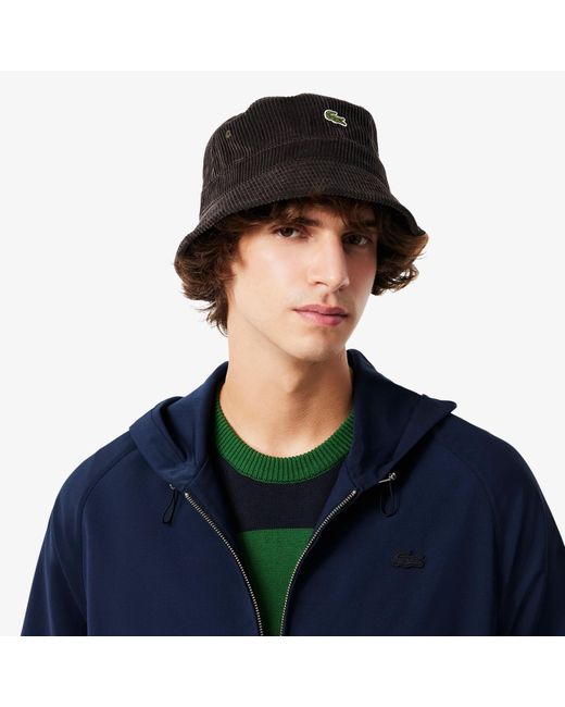 Lacoste Blue Wool Blend Flannel Hooded Jacket for men