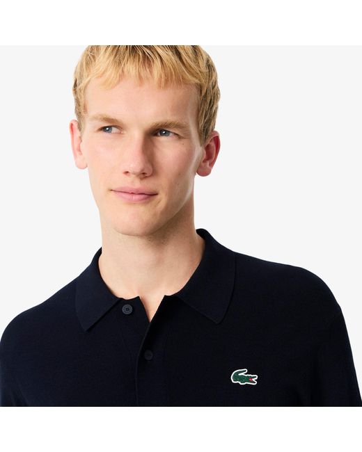 Lacoste Black Polo Collar Stretch Golf Sweater for men