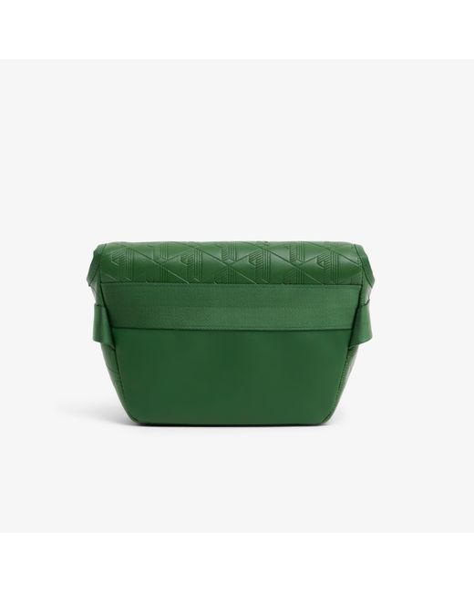 Lacoste Green Mini Monogram Leather Messenger Bag for men