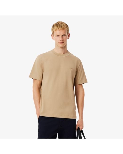 Lacoste Natural Ribbed Neck Petit Piqué T-Shirt for men
