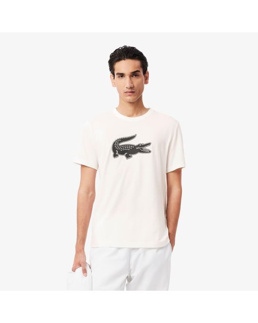 Lacoste White Ultra Dry Xxl Logo Sport T-Shirt for men