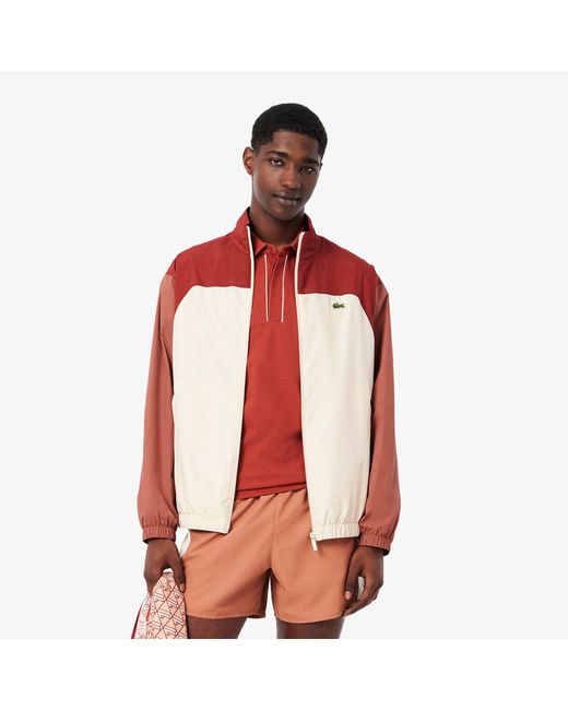 Lacoste Red Water-Repellent Colorblock Track Jacket for men