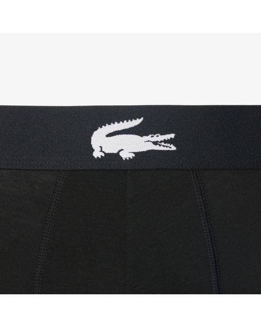 Lacoste Black 3-Pack Stretch Cotton Trunks for men