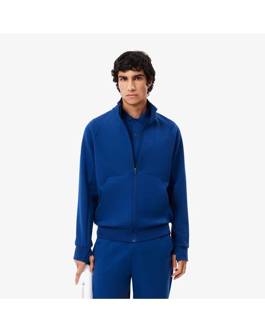Lacoste Blue High-Neck Zip-Up Sweatshirt for men