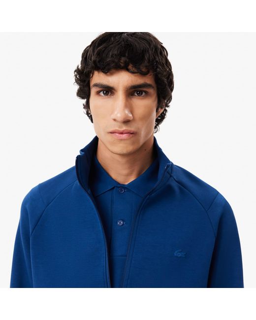 Lacoste Blue High-Neck Zip-Up Sweatshirt for men