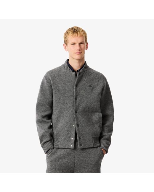 Lacoste Gray Merino Wool Jersey Bomber Jacket for men