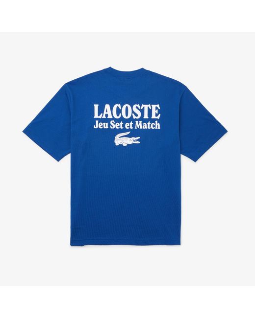 Lacoste Blue Loose Fit Heavy Jersey Printed T-Shirt for men