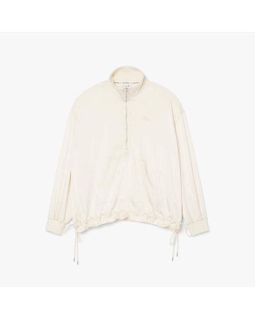 Lacoste White Half-Zip Oversized Pullover Jacket
