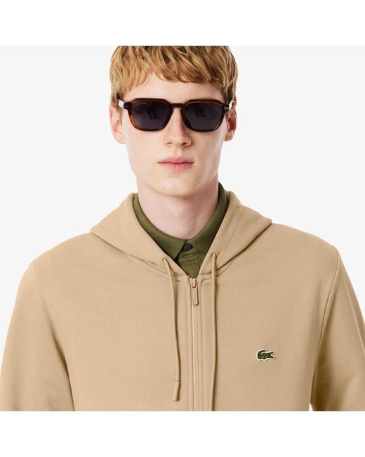 Lacoste Natural Classic Fit Zip-Up Fleece Sweatshirt for men
