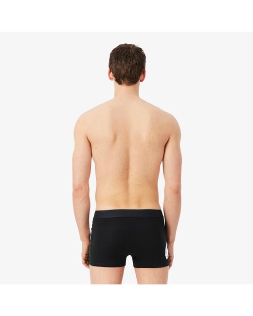 Lacoste Black 3-Pack Stretch Cotton Trunks for men